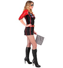Race Car Driver  Bobysuit, Mini Skirt, Flag 