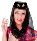 Harem Hat With Veil Felt - Black Color