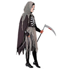 Grim Reaper  Bones Dress, Tights & Gloves, Hooded Cape, Chains  
