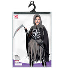 Grim Reaper  Bones Dress, Tights & Gloves, Hooded Cape, Chains  