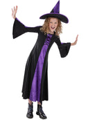 Kids Bewitched Costume Black and Purple Velour Witch Dress and Hat 3