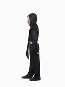 Ninja Costume Kids Black Red Jumpsuit with Hood Overpiece Belt and Bands 4