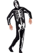 Skeleton Costume Adult Black Hooded All in One 2