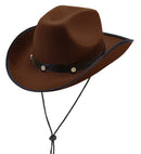 Cowboy Hat With Bolts Felt - Brown Color
