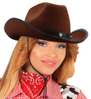 Cowboy Hat With Bolts Felt - Brown Color