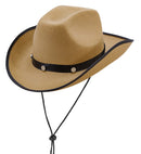 Cowboy Hat With Bolts Felt - Beige Color