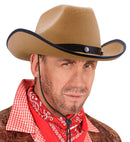 Cowboy Hat With Bolts Felt - Beige Color