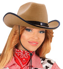 Cowboy Hat With Bolts Felt - Beige Color