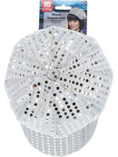 Disco Sequin Hat Silver Adult 70s Costume Accessory 3