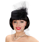 Tina Hat With Net And Feather Felt - Black Color Only