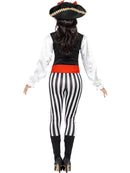 Pirate Lady Costume Top Trousers with Boot Covers Neck Ruffle and Sash 3