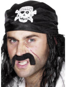Pirate Bandana Black With White Skull And Crossbones Motif Adult Costume Accessory 1