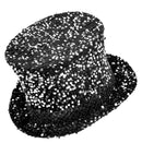 Black/Silver Sequin Top Hat 18 Cm