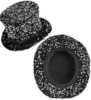 Black/Silver Sequin Top Hat 18 Cm