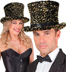 Black/Gold Sequin Top Hat 18 Cm