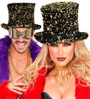 Black/Gold Sequin Top Hat 18 Cm