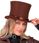 Top Hat Brown Wool Touch Felt 16 Cm