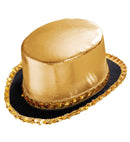 Gold Lamé Top Hat With Sequin Trim 11 Cm