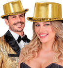 Gold Lamé Top Hat With Sequin Trim 11 Cm