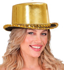 Gold Lamé Top Hat With Sequin Trim 11 Cm
