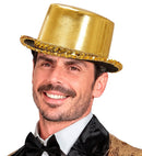 Gold Lamé Top Hat With Sequin Trim 11 Cm