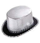 Slver Lamé Top Hat With Sequin Trim 11 Cm