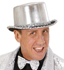 Slver Lamé Top Hat With Sequin Trim 11 Cm