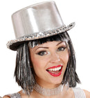 Slver Lamé Top Hat With Sequin Trim 11 Cm