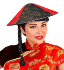 Satin Chinese Hat With Plait