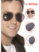 Aviator Specs Adult Silver Armed Forces Glasses Costume Accessory 7
