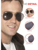 Aviator Specs Adult Silver Armed Forces Glasses Costume Accessory 7