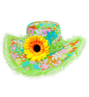 Ibiza Hat With Plush Trim & Sunflower Green
