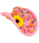 Ibiza Hat With Plush Trim & Sunflower Pink