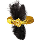 1920'S Gold Sequin Headband With Flower & Feathers