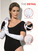 Temptress Gloves Long White Ruffled Glamourous Adult 3