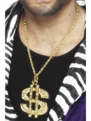 Dollar Sign Medallion Gold with Chain Adult Costume Accessory 1