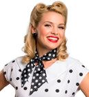 The 50S Fashion Neck Sash Satin - Black With White Dots
