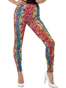 Neon Leopard Print Leggings Adult Multi Coloured 80s Costume Accessory 1