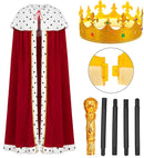 King & Queen  Cape, Crown, Collapsible Sceptre 