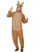 Reindeer Costume Adult Brown All In One With Hood 4