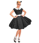 The 50S Rock'N'Roll Fashion Black  Dress With Petticoat, Belt, Headband 
