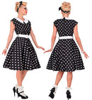 The 50S Rock'N'Roll Fashion Black  Dress With Petticoat, Belt, Headband 