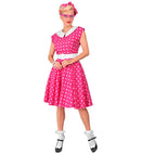 The 50S Rock'N'Roll Fashion Hot Pink  Dress With Petticoat, Belt, Headband 