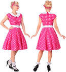 The 50S Rock'N'Roll Fashion Hot Pink  Dress With Petticoat, Belt, Headband 