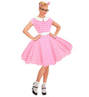 The 50S Rock'N'Roll Fashion Pink  Dress With Petticoat, Belt, Headband 