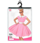 The 50S Rock'N'Roll Fashion Pink  Dress With Petticoat, Belt, Headband 