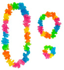 Bright Multicolor Hawaiian Set  Lei, Crown, Bracelet 