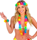  Bright Multicolor Hawaiian Set  Lei, Crown, Bracelet 