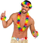 Rainbow Color Hawaiian Set  Lei, Crown, 2 Bracelets 