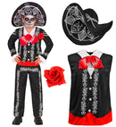 Mariachi Dia De Los Muertos  Jacket, Shirt With Vest And Bow Tie, Pants, Sombrero 